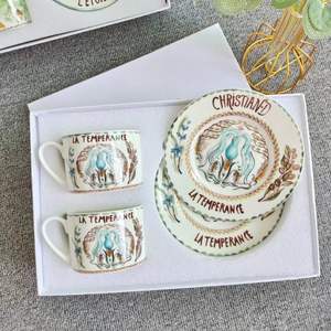 ชุดถ้วยกาแฟและจานรองลายไพ่ทาโรต์สไตล์ยุโรป ทำจากเซรามิกเนื้อละเอียด พร้อมกล่องของขวัญสุดหรูสำหรับชุดน้ำชายามบ่าย - Product Image 4