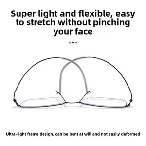 Lunettes de vue pour homme minimalistes ultra-légères sans vis anti-lumière bleue avec verres AC, montures en titane pur <span class=keywords><strong>Lindt</strong></span>, style rétro-simple et luxueux - Product Image 3