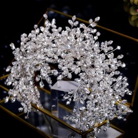 Vente flash - Diadème de princesse en argent, bandeau de mariée, couronne florale, couronne en cristal et strass, accessoire de tête pour femmes