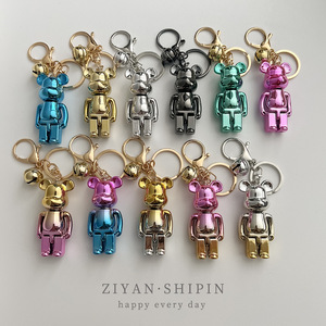 Gantungan Kunci kartun lucu akrilik beruang kekerasan desain lucu pelat elektrik hewan bel kecil beruang gantungan kunci tas sekolah liontin pesona - Product Image 4