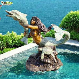 Lotus yaprağı ile açık bahçe bronz Mermaid Lady su çeşmesi - Product Image 6
