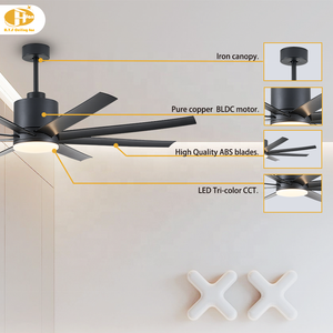 Factory Direct 60/72-Zoll 8 Flügel Lüfter Kronleuchter LED-Licht 18W Europäisches Design Eisen Lampen körper Fernbedienung Decken ventilator Licht - Product Image 5