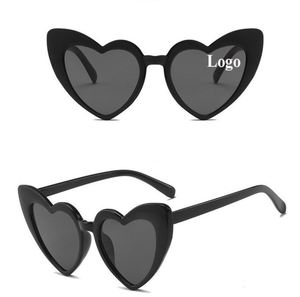Custom Logo Printed Wholesale Lovely Cat Eyewear Fashion Gift <b>Heart</b> <b>Sunglasses</b> for Women AC/PC Material OEM Available - Product Image 1