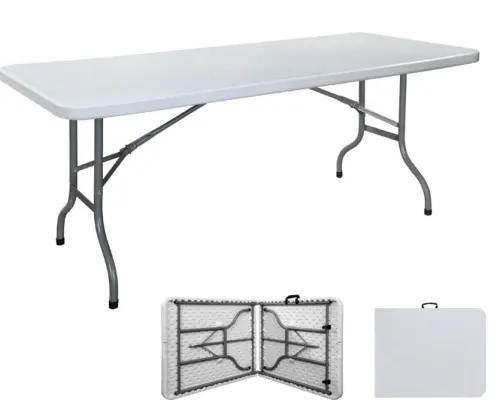 Elegante tavolo pieghevole bianco tavolo da pranzo pieghevole tavolo da banchetto picnic campeggio tavolo pieghevole in plastica e sedia per eventi