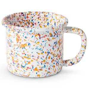 Korea food grade safety custom private logo assorted color splash splatter enamelware dinner tableware enamel cup mug