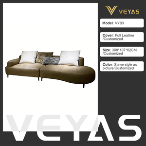 Sofá Seccional Reclinable de Cuero Genuino Color Tan, Moderno y Contemporáneo, de Alta Gama, Tres Plazas, Curvo y Suave, con MOQ Bajo y Mejor Valoración - Product Image 6