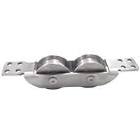 Roue à roulement à double rouleau en acier inoxydable à logement dissimulé pour rail carré robuste, poulie pour porte coulissante