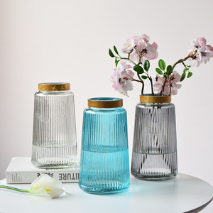 <span class=keywords><strong>Vase</strong></span> de Table en verre coloré <span class=keywords><strong>Transparent</strong></span>, décoration minimaliste pour la maison, verre rayé - Product Image 5
