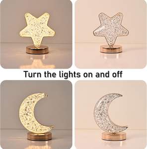 Lámpara de Mesa LED de Cristal con Forma de Estrella, Luz Nocturna, Regalo Romántico para Dormitorio, Decoración de Mesa de Noche, Funciona con Batería - Product Image 5