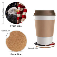 Porte-gobelets en céramique avec drapeau aigle américain personnalisés sous-verres de voiture ajoutez votre texte sous-verre absorbant pour photo avec encoche de doigt