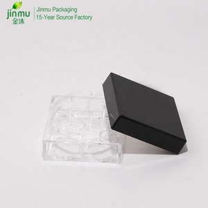 Estuche de lujo minimalista negro brillante de ABS transparente con 4 compartimentos para polvos sueltos, tamizador anti-mixto para 4 tonos de polvos fijadores a granel - Product Image 1