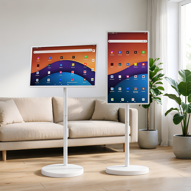 32 Inch Portable Smart Tv with Battery 128GB Android 15 Touch Screen Monitor Interactive Android Display for Home/office