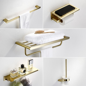 Porte-serviettes en acier inoxydable doré 304, étagère de salle de bain, barre de toilette, accessoire de quincaillerie - Product Image 5