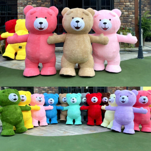 ชุดมาสคอตหมีเท็ดดี้สีชมพูเป่าลมขนาดใหญ่สั่งทำจากผู้ผลิตตลกๆ ชุดคอสเพลย์สีเหลืองสำหรับงานปาร์ตี้สำหรับผู้ใหญ่ - Product Image 1