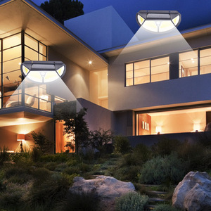 Solar Wall <b>Light</b> 102 <b>LEDs</b> Four Sided Illumination Human Body <b>Sensor</b> Waterproof Courtyard <b>Light</b> - Product Image 1