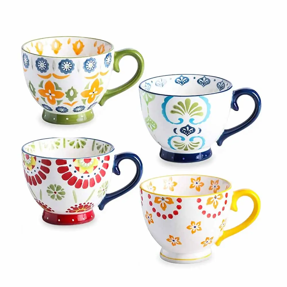 Decalcomania fiore colorato smaltato elegante regalo per feste tazza di ceramica tazza da tè in ceramica caffè
