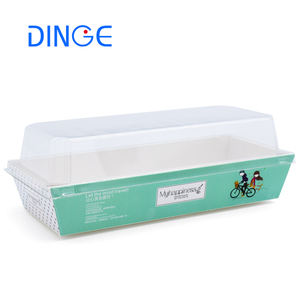 Boîte de papier avec le couvercle clair d'animal familier Sandwich transparent boîte d'emballage d'aliments cuits au four <span class=keywords><strong>gâteau</strong></span> boîte à emporter avec couverture pour animaux de compagnie 100 pièces par ensemble - Product Image 4