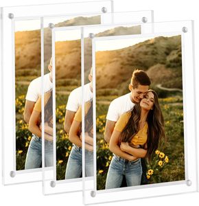 <b>4</b>*6-inch Acrylic Transparent Picture <b>Frame</b>, Desktop <b>Photo</b> Stand, Wall Magnetic Picture <b>Frame</b> - Product Image 1