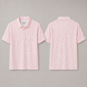 Polo de Golf Rosa Floral Premium Personalizado para Hombre, Ropa de Resort de Marca Privada con Tecnología de Absorción de Humedad, OEM - Product Image 4