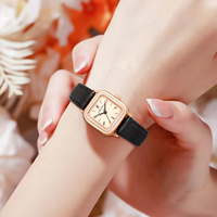 Lot de 4 Montres à Quartz Tendance avec Cadran Rond/Carré, Boîtier en Alliage Antique, Fenêtre de Cadran en Verre, Bracelet en Cuir, Coffret Cadeau Élégant pour Femme 2.0