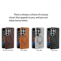 Nouvel étui magnétique en cuir PU plaqué pour Samsung S26 S23 S24 S25 Ultra Plus avec protection à 360° °   Support en métal pour téléphone, coque antichoc