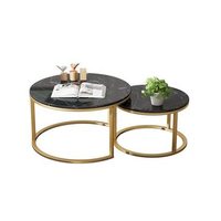 ModHomi Table basse nordique de luxe avec dessus en marbre fritté Table basse moderne simple avec cadre en métal et accent doré Table centrale de salon pour la maison