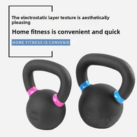 Kettlebell monobloc en fonte noire, revêtement électrostatique, pour hommes et femmes, fitness HL-3, vente en gros usine