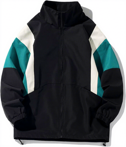 Chaqueta Cortavientos Deportiva para Hombre con Bloques de Color, Cuello Alto, Cierre de Cremallera, Estilo Deportivo, Poliéster, Venta al por Mayor, Otoño 2026 - Product Image 3