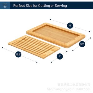 Planche à découper en bambou avec rainures, bloc de cuisine en bois pour trancher et servir le pain - Product Image 4