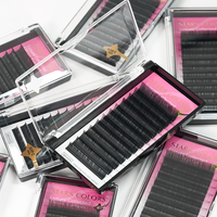 STARSCOLORS Bandeja de Pestañas de Cachemira Negro Mate Oscuro J B C D Extensiones de Pestañas Premium 0.03 0.05 0.07mm Pestañas de Volumen Pestanas