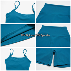 <span class=keywords><strong>Ensemble</strong></span> de <span class=keywords><strong>sport</strong></span> 2 pièces pour <span class=keywords><strong>femme</strong></span> : <span class=keywords><strong>short</strong></span> de yoga taille haute et brassière de <span class=keywords><strong>sport</strong></span> – Tenue de gym et survêtement - Product Image 6