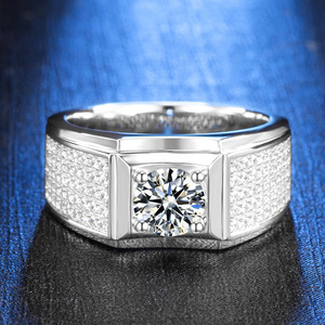 공장 가격 패션 약혼 반지 남자 반지 925 스털링 실버 moissanite 다이아몬드 반지 - Product Image 4