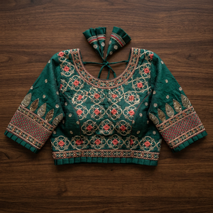 Indian Boutique Festive Collection Chic Cotton Readymade Blouse A54 Versatile Vintage Print Ajout à votre garde-robe ethnique - Product Image 2