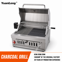 Barbecue au charbon de bois en acier inoxydable, barbecue encastrable avec couvercle, barbecue rotatif, rôtissoire pour cuisine extérieure, fête, personnalisable