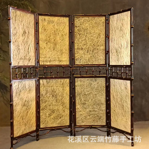 Handcrafted Foldable Bamboo Screen 4 Panels Opaque Room Divider For Tea Room Living Room Entryway Zen Style - Product Image 3
