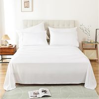 Ensemble de draps en microfibre de qualité hôtelière de luxe, taille King, rayé, technique 3D, respirant, drap plat et housse de couette, poche profonde