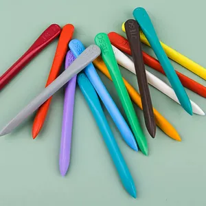 Crayons en plastique 12 couleurs non toxiques pour enfants, cire jumbo triangle