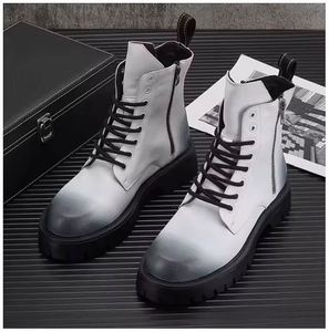 2026 Men's High Top Waterproof Genuine Leather Upper Breathable Short Chelsea Boots Thick Soled Anti Slip Fashion White - Product Image 5