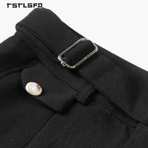 Pantalones Cortos de Traje para Hombre, Cintura Alta, Ajustables Lateralmente, Pliegues Delanteros, Negros, Formales, Estilo Old Money, Lujosos, para Verano - Product Image 4