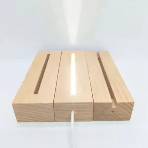 Luce di legno LED luce di notte rettangolo 3D lampada di legno luce Led Display Stand per la resina di vetro Art Base