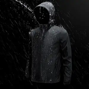 Mode Luar Ruangan Tahan Air Hujan Jaket Hitam Mens Grosir Jaket Hoodie Angin Jaket