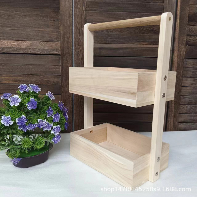 Boîte de rangement double couche, 27*18*44 cm, couleur originale.