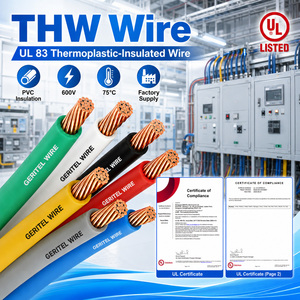 สายไฟฟ้าทองแดงประสิทธิภาพสูง สาย <span class=keywords><strong>THW</strong></span> พร้อมฉนวน PVC แรงดันไฟฟ้า 600V สำหรับการเดินสายไฟฟ้า - Product Image 1