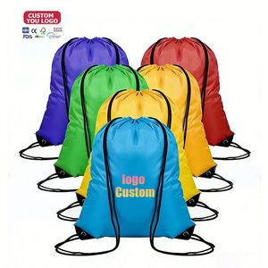 Custom Draw String Bag Bulk Sports Gym Polyester Nylon <b>Drawstring</b> <b>Backpack</b> Bag with Printed Logo - Product Image 2