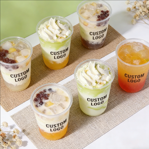 Gobelet rond jetable en PP à paroi simple, 90 mm, 22 oz, 700 ml, imprimé UV avec logo personnalisé pour thé au lait Boba, crème glacée, dessert - Product Image 3