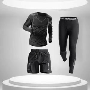 3 adet erkek sıkıştırma pantolon gömlek üst uzun kollu ceket atletik setleri spor giyim erkek egzersiz - Product Image 2