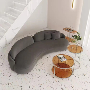 Chất Lượng Cao Vòng Thông Tư Nhung Phòng Khách Ghế Sofa Đặt Nhà Cong C Hình Ghế Vải Cánh Tay Thấp Sofa - Product Image 5