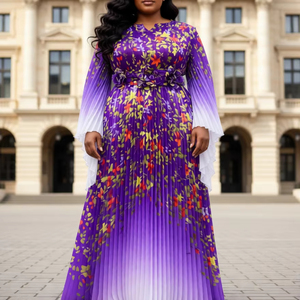 Vestido de Fiesta Maxi Plisado Elegante Miyake con Volantes y Mangas con Volantes, Tallas Grandes, Novedad de Verano 2026, Venta al por Mayor en Línea - Product Image 1