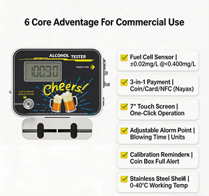 Testeur d'<span class=keywords><strong>alcool</strong></span>émie WGSensor AT329 |   Capteur de cellule à combustible haute précision, mural, pour <span class=keywords><strong>test</strong></span> en libre-service, temps de réponse de 10 secondes, blanc, usine - Product Image 3