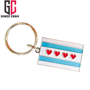 13 años de fábrica personalizada la bandera de Chicago con corazones lo dice todo llavero de esmalte de Metal - Product Image 2